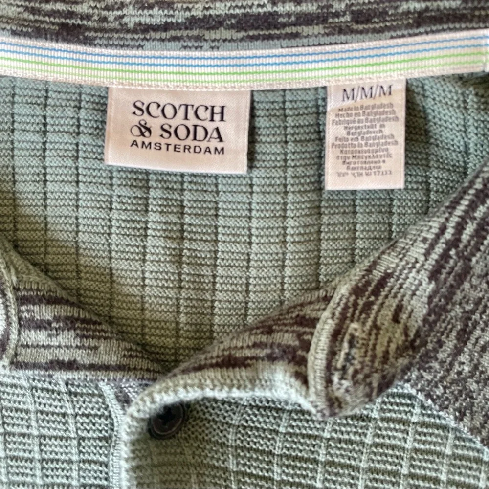 Scotch‎ & Soda Polo Sweater Men M Forest Green Marled Rib Short Sleeve